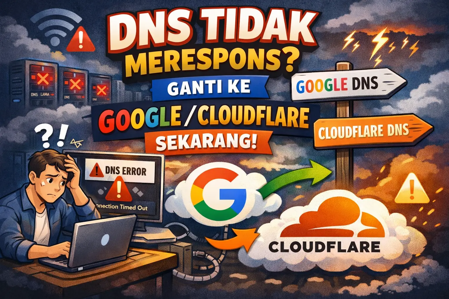 DNS Tidak Merespons? Ganti ke Google/Cloudflare Sekarang!
