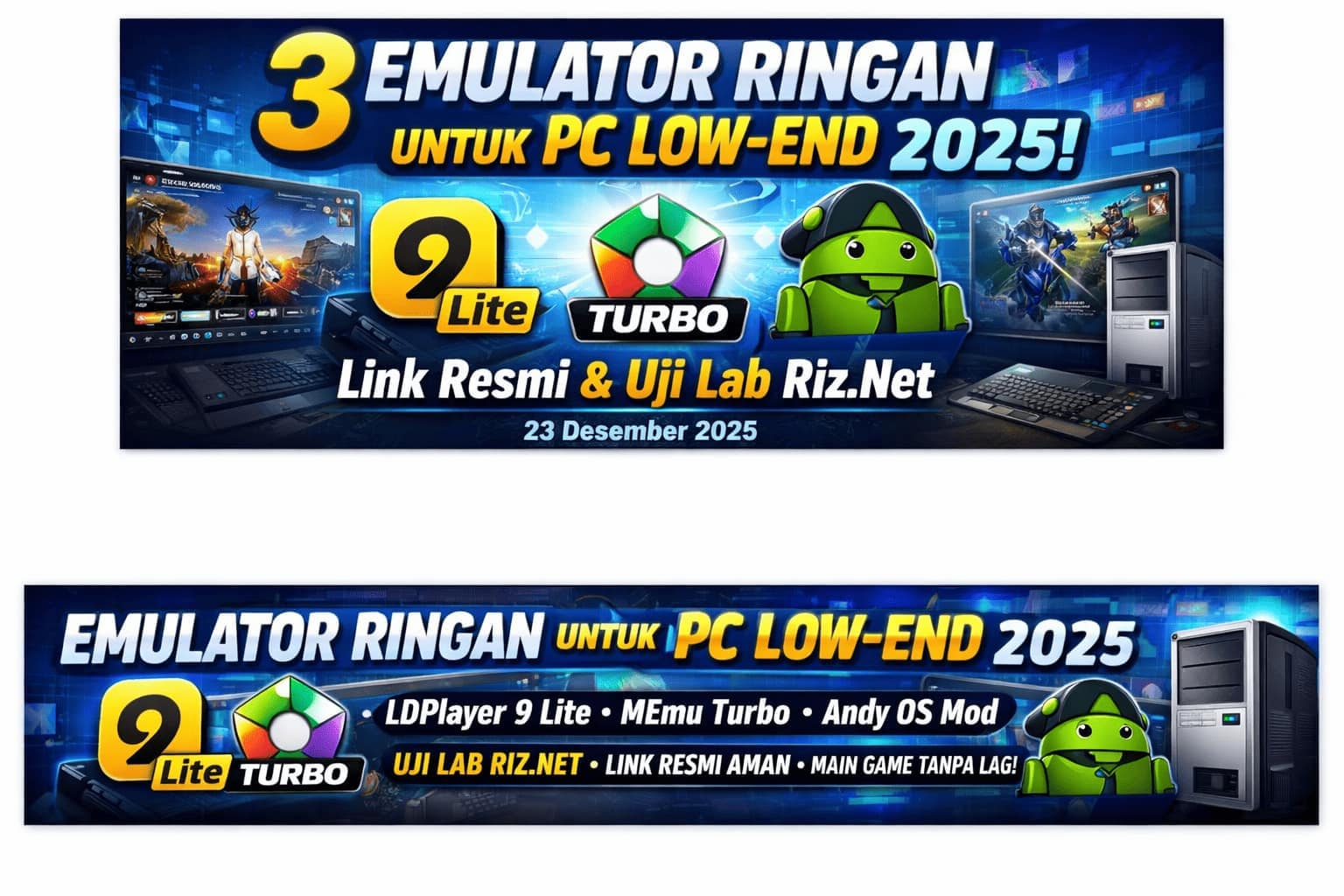 3 Emulator Ringan untuk PC Low-End (2025) — Link Resmi & Uji Lab Riz.Net