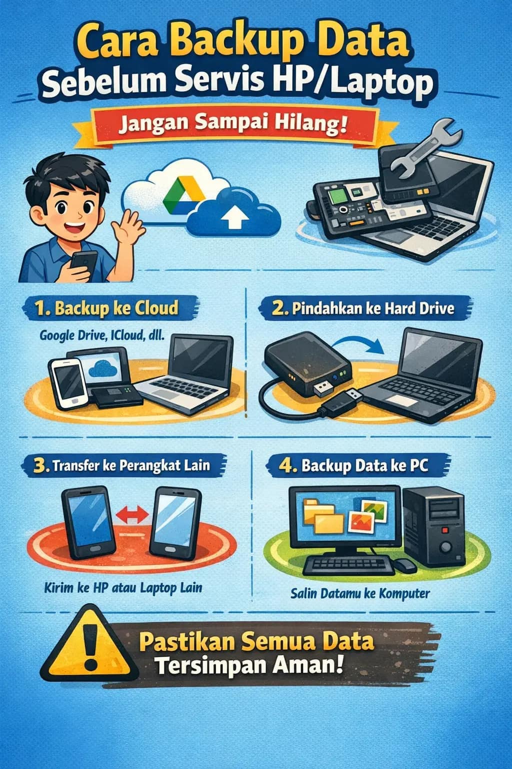 Cara Backup Data Sebelum Servis HP/Laptop — Jangan Sampai Hilang!